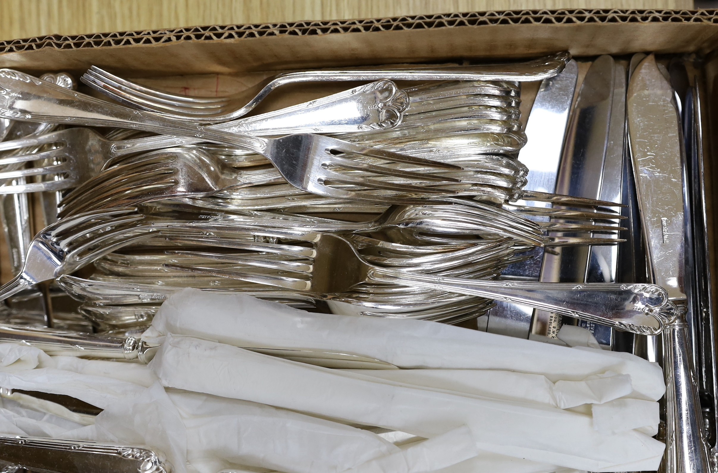 A suite of Roberts & Belk silver plated cutlery